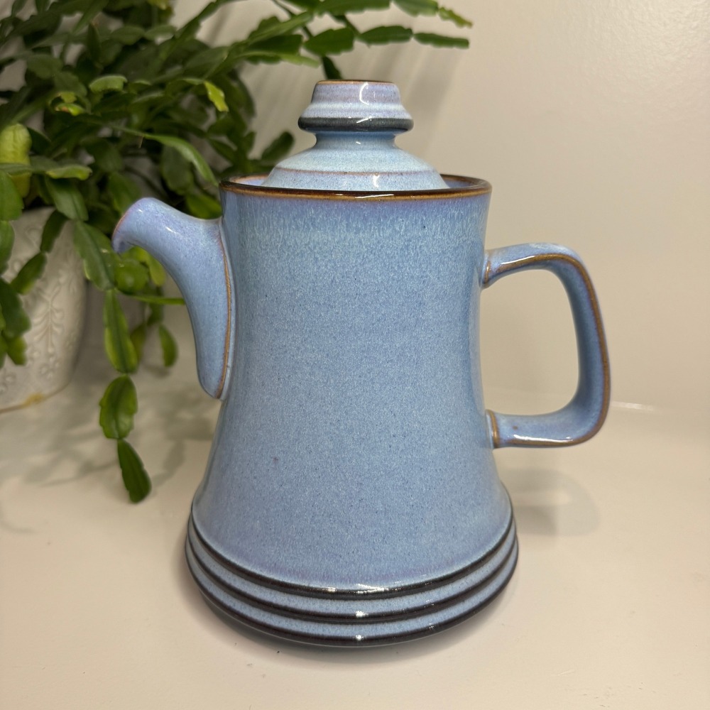 Denby-Langley Corfu Blue and Rust Stoneware Teapot with Lid Made in England